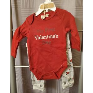 Unisex 3-6 Months My First Valentines's‎ 2pc Set NEW NWT Bodysuit Pants Organic